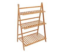 SIXRUN Supporto per Piante a 3 Strati, Mensola per Piante Pieghevole per in Vaso, con Design di Giunzione a Doghe, Stabile e Solido, per Balcone Giardino Patio Soggiorno (Colore originale)