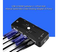SIXRUN Switcher KVM USB 2.0, Commutatore Manuale VGA a 4 Porte, Facile Condivisione Video per Giochi e Display Multimediali (4 morsi)