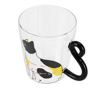 SIXRUN Tazza Trasparente per Gatti, Tazza per Bambini, per caffè, Latte, tè, Acqua, Vetro per Gatti Riutilizzabile Resistente Al Calore per gli Amanti dei e Decorazioni per la Tavola, Vetro (#1)