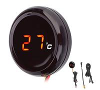 SIXRUN Termometro Digitale per Moto, LCD Ad Alta Definizione, Avviso Oltre 120 ° F, Universale per (Luce rossa)