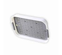 SIXRUN Vassoio Scolapiatti Multifunzione Scolapiatti Facile da Pulire, Portagocce a Doppio Strato per Domestica, Adatto per il Lavaggio di Frutta e Verdura Blu Verde (Bianco Grigio)