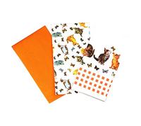 SiXsigma Sports, Canovacci da cucina in 100% cotone, decorativi, in lino, per cucina e barbecue, confezione da 3, regalo per gli amanti dei gatti, qualità premium, per grigliare e infornare