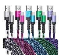 SIXSIM - Cavo USB C da 6 m 6 feet bianco, rosa-rosso, blu, verde, viola