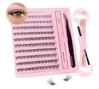 Sixstarhair Ciglia Finte Ciuffetti Kit Extension Ciglia con Colla 8-16mm Lash Extension Kit D Curl DIY Estension Ciglia Individuali Naturale 120 Pezzi