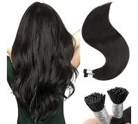 Sixstarhair I Tip Extensions Dei Capelli Umani 50 Grammi Setosi Liscio Nero Fusione Freddo I Tip Extension Invisibili Nero Cheratina Capelli Umani 50 Fili 55,9 cm