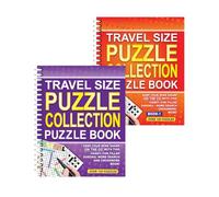 Sixstore A5 Spiral Bound Travel Size 3 in 1 Sudoku, Ricerca Parole, Cruciverba Collection Book, Arancione e Viola, 2 Libri Fornitura