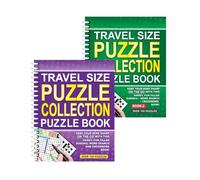 Sixstore A5 Spiral Bound Travel Size 3 in 1 Sudoku, Ricerca Parole, Cruciverba Collection Book, Verde e Viola, 2 Libri Fornitura