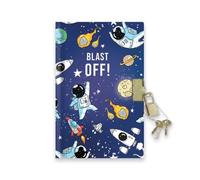Sixstore A6 Undated Boys Top Secret Diary with Ribbon Divider, Padlock and Key, 15 x 11cm, Kids Notebook for Boys, Spacecraft