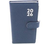 Sixstore Agenda settimanale 2026, sottile, in morbida pelle, 16 x 8,5 cm, con penna, colore: blu