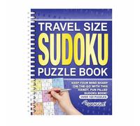 Sixstore Libro di puzzle Sudoku formato da viaggio, formato A5, rilegatura a spirale, viola scuro