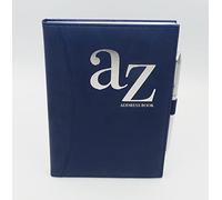 Sixstore Rubrica telefonica A5 dalla A alla Z, con indice A-Z, copertina rigida in pelle sintetica in poliuretano, morbida e imbottita con penna, blu navy