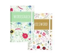 Sixstore Set da viaggio tascabile A6, 2 pezzi, libro di parole e cruciverba, dimensioni 15 x 10,5 cm, con elastico, motivo floreale