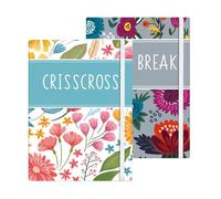 Sixstore Set di 2 quaderni tascabili formato A6, per ricerca di parole e codici di rottura, dimensioni 15 x 10,5 cm, con elastico, motivo floreale, libri incrociati Wordsearch