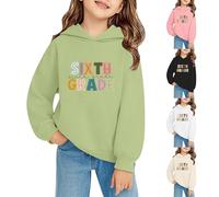Sixth Grade Felpa con cappuccio per ragazzi e ragazze, felpa con cappuccio per il primo giorno di scuola, maglione a maniche lunghe, maglietta sportiva con stampa con lettere, casual (verde, 7-9 anni)