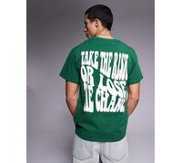 Sixth June - T-shirt verde con scritta stampata sul retro S