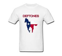 Sixtion OMMIIY Men's Deftones Texas Tour Pony T-Shirt, bWhite, Large