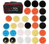 SIXTOL CAR DETAILING PAD 30 | Set completo di 30 tamponi lucidanti con platorelli | Kit per lucidatura auto compatibile con trapano