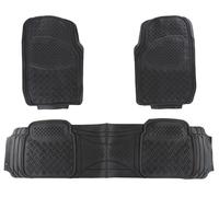SIXTOL CAR MAT - Set di 3 tappetini universali in gomma, set completo, 4 pezzi, per sedili anteriori e posteriori, ritagliabili, protezione da sporco e acqua, colore nero