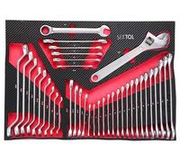 SIXTOL Mechanic Tool Tray 11 | Modulo utensile 39 pezzi | Chiave ad anello, chiave a cricchetto, scanalatura flare e chiave regolabile | Inserto Eva