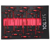 SIXTOL Mechanic Tool Tray 5 | Modulo utensile 18 pezzi | Impugnatura a T Chiave TORX & HEX | Inserto Eva per carrello officina