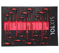 SIXTOL Mechanic Tool Tray 5 | Modulo utensile 18 Pezzi | Impugnatura a T Chiave TORX & Hex | Inserto Eva per Carrello Officina