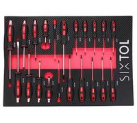 SIXTOL Mechanic Tool Tray 8 | Modulo utensili 21 pezzi | Cacciavite PH/SL/TORX e precisione | Inserto EVA per carrello da officina