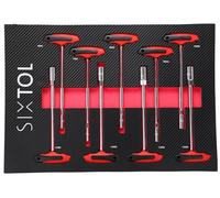 SIXTOL Mechanic Tool Tray 9 | Modulo utensile 9 Pezzi | Chiave a cricchetto a T 6 - 14 mm | Manici a T Lunghi | Inserto Eva per Carrello da Officina