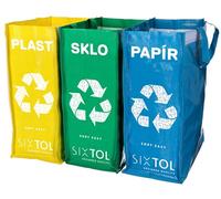 SIXTOL SORT EASY 3 SLIM | Set di 3 borse per raccolta differenziata | Contenitori pieghevoli con velcro 3×22L