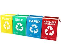 SIXTOL SORT EASY 4, pratico set con sacchetti codificati a colori per assortiti, plastica, vetro, carta, cartone per bevande