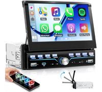 SIXTOP 1 DIN Autoradio con touchscreen da 7 pollici, compatibile con CarPlay e Android Auto, schermo retrattile, Bluetooth, Mirror Link, radio FM, porta USB Type-C