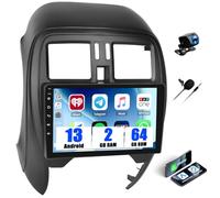 SIXWIN 2+64G Android 13 Autoradio per Nissan Micra 2010-2017 con CarPlay/Android Auto, 9 Pollici HD Schermo Navigatore con WiFi Bluetooth RDS FM EQ USB SWC+Telecamera