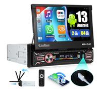 SIXWIN 2GB+64GB Android 1 Din Autoradio con Wireless Carplay e Android Auto,7 Pollici Auto Pieghevole Schermo Stereo con WiFi GPS Bluetooth FM/RDS 2USB Type-C TF Controllo del Volante