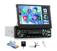 SIXWIN 2GB+64GB Android 13 1 Din Autoradio con Schermo,7 Pollici Manual Retrattile Schermo Stereo Auto con Carplay e Android Auto Bluetooth con WiFi GPS FM/RDS 2USB AUX Tipo C Controllo del Volante