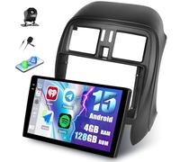 SIXWIN 4+128G Android 15 Autoradio per Nissan Micra 2010-2017 con Wireless CarPlay/Android/Mirror Link, 9" HD TouchScreen Schermo Navigatore con WiFi GPS Bluetooth FM RDS Radio USB +Telecamera
