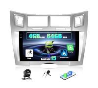 SIXWIN 4+64G Android 15 Autoradio per Toyota Yaris/Vizi 2005-2011 con Wireless CarPlay/Android Auto, 9" HD TouchScreen Schermo Navigatore con WiFi GPS Bluetooth FM RDS Radio+Telecamera