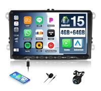 SIXWIN 4+64G Android 15 Autoradio per VW Golf 5 6 Polo Caddy Skoda Passat con CarPlay/Android Auto/Mirror Link,9 Pollici HD TouchScreen Schermo Navigatore WiFi Bluetooth 5.0 FM/RDS 32EQ