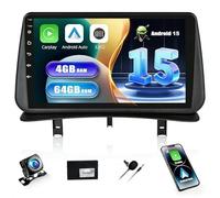SIXWIN 4+64G Autoradio Android 15 per Renault Clio 3 2005-2014 con CarPlay/Android Auto/Mirror Link,9 Pollici HD TouchScreen Schermo Navigatore WiFi Bluetooth 5.0 FM/RDS 32EQ+AHD Tetrocamera