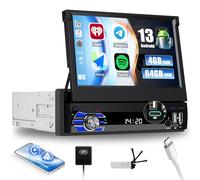 SIXWIN 4GB+64GB Android 13 1 Din Radio con Wireless Carplay/Android Auto/Mirror link,7 Pollici Manual Pieghevole Schermo Stereo con WiFi GPS Bluetooth 5.0 RDS/FM 2USB AUX Type-C 32EQ