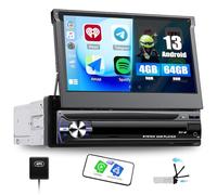SIXWIN 4GB+64GB Android 13 1 Din Radio con Wireless Carplay e Android Auto,7 Pollici Manual Pieghevole Touchscreen Stereo con WiFi GPS Bluetooth RDS/FM USB Controllo del Volante