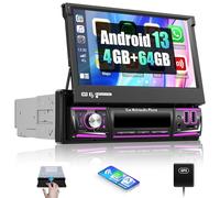 SIXWIN 4GB+64GB Android 13 1 Din Radio con Wireless Carplay e Android Auto,7 Pollici Manual Pieghevole Touchscreen Stereo con WiFi GPS Bluetooth RDS/FM 2USB AUX TF Controllo del Volante