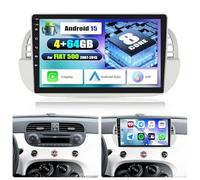 SIXWIN 8 Core 4+64G Android 15 Autoradio con CarPlay/Android Auto/DSP per FIAT 500 2007-2015, 9 Pollice HD Navigatore GPS WiFi Bluetooth 5.0 USB FM RDS Radio USB Mirror Link +32 band EQ