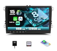 SIXWIN 8 Core 6+128G Android 15 Autoradio con CarPlay/Android Auto/DSP per VW Golf 5 6 Touran Polo Touran,9 Pollici HD Schermo Navigatore GPS WiFi Bluetooth 5.0 USB FM RDS Radio Mirror Link +32EQ