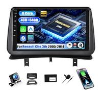 SIXWIN Qualcomm 8 Core 4+64G Android 13 Autoradio con CarPlay/Android Auto/DSP per Renault Clio 3th 2005-2017,1280 * 720,9 Pollici HD Schermo con WiFi6 Navi Bluetooth 5.1 RDS/FM+Relecamera