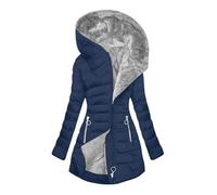 SIYAN Cappotto Invernale Da Donna, Trapuntata Foderata Calda Da Donna, In Pile, Invernale Da Donna, Giacca Calda E Accogliente, Classico, M-5XL(Navy blue,4XL)