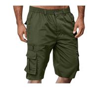 SIYAN Pantaloncini da Uomo in Cotone, Pantaloncini Cargo da Uomo con Cerniera E Bottone, Tasche Multiple, Tinta Unita, Leggeri, Traspiranti, Pantaloncini da Trekking, Pantaloncini Sportivi(Green,XL)
