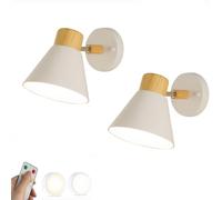 SIYANE 2 Set Lampada da parete per comodino alimentata a batteria Lampada da parete a LED USB ricaricabile Lampada da parete senza fili per interni senza fili Lampada da parete moderna in metallo con