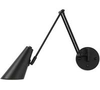 SIYANE Lampada da lettura a braccio oscillante industriale vintage, interruttore dimmerabile, regolabile, con braccio lungo, in oro, da lettura, lampada da parete in filo metallico bianco nero per la