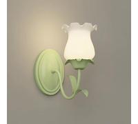 SIYANE Lampada da parete a forma di fiore con doppia applique per camera da letto per bambini Lampada da parete verde moderna nordica con vetro smerigliato Lampada da parete per interni cablata per ca