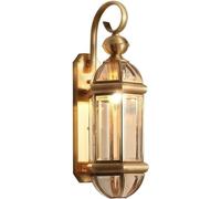 SIYANE Lampada da parete in rame dorato per esterni da 16 pollici per portico esterno con applique in vetro trasparente Lampada da parete impermeabile per interni in ottone per patio Garage Giardino P