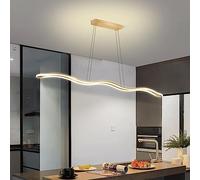 SIYANE Lampada da tavolo da biliardo 36W Lampada a sospensione lineare a LED Dimmerabile Lampadario ad isola cucina Minimalismo dorato Lampada a sospensione a soffitto a onda moderna per tavolo da pra